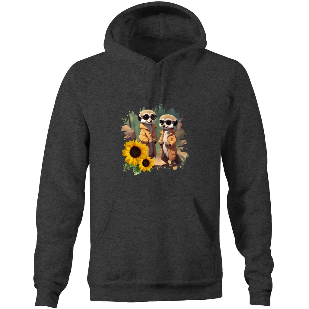 Sunflower Meerkats AS Colour Stencil - Pocket Hoodie Sweatshirt Ogo Merch