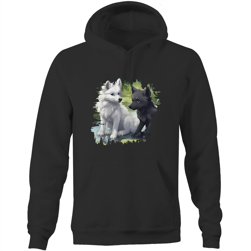 Two Wolves AS Colour Stencil Pocket Hoodie Sweatshirt Ogo Merch