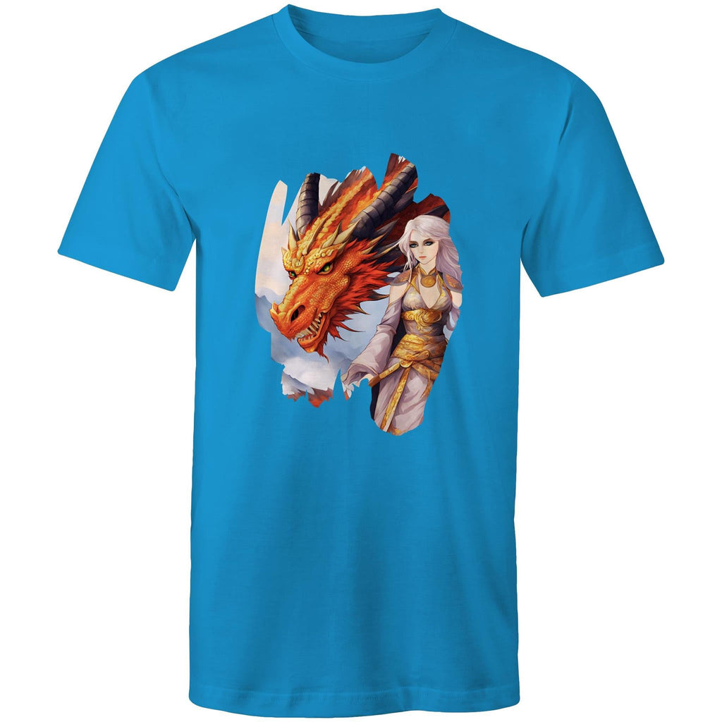 Lady and Pet Dragon AS Colour Staple - Mens T-Shirt Ogo Merch