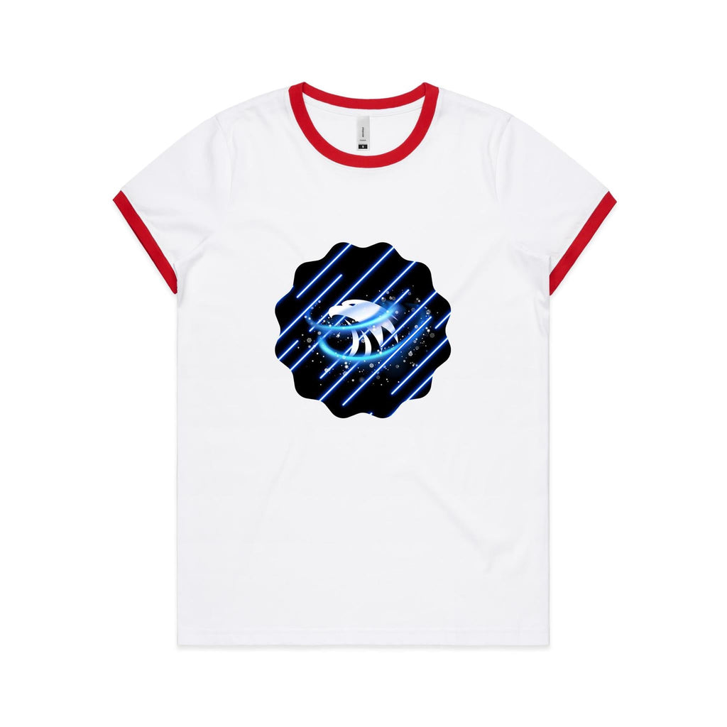 Blue Swirl Eagle AS Colour Women's Ringer Tee Ogo Merch