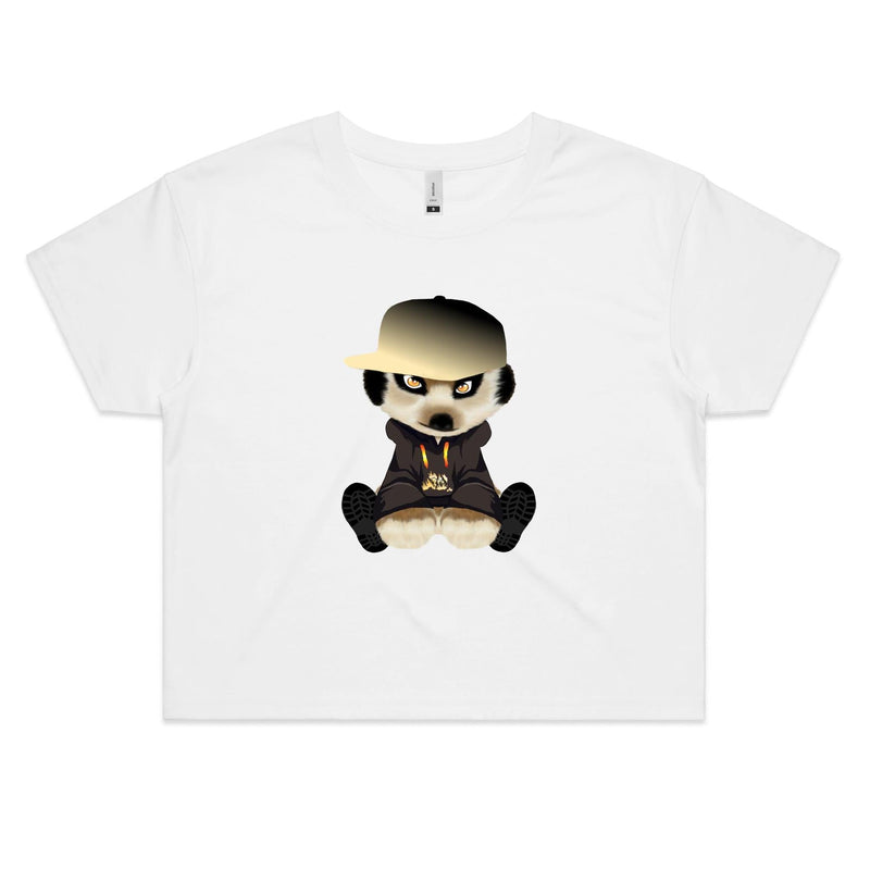 Meerkat in Cap AS Colour - Women's Crop Tee Ogo Merch