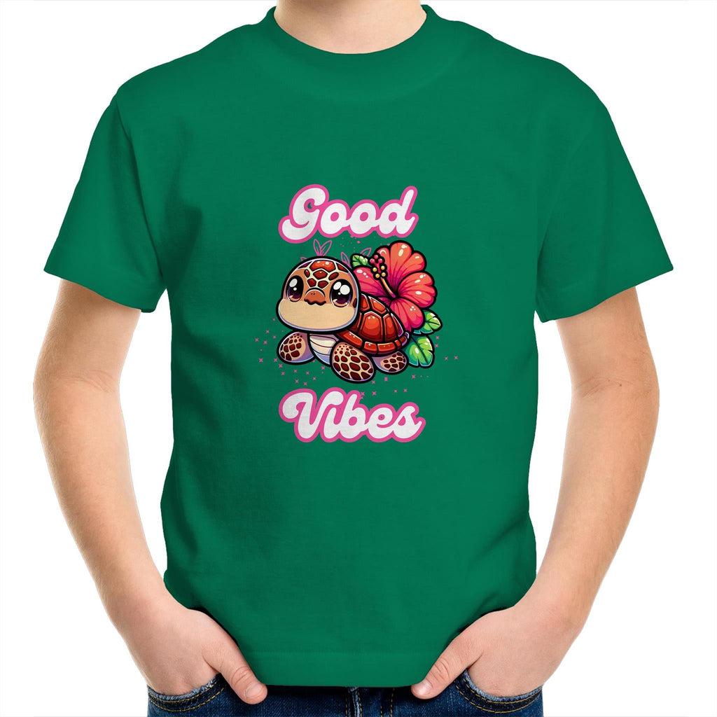 Good Vibes Turtle AS Colour Kids Youth T-Shirt Ogo Merch