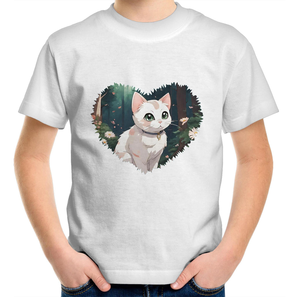 Cat in Heart AS Colour Kids Youth T-Shirt Ogo Merch