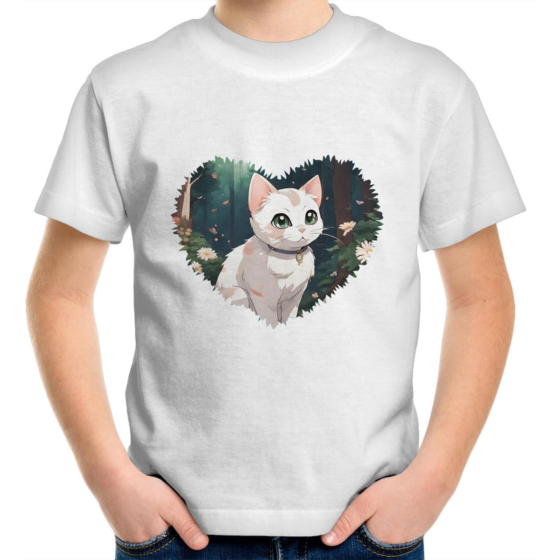 Cat in Heart AS Colour Kids Youth T-Shirt Ogo Merch
