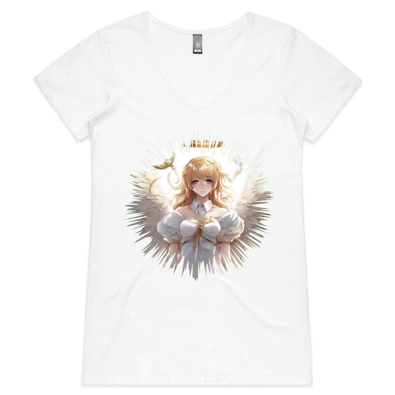 Angel Girl AS Colour Bevel - Womens V-Neck T-Shirt Ogo Merch