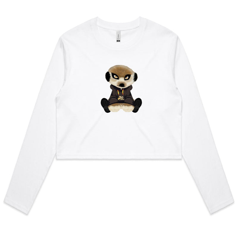 Meerkat in Hoodie AS Colour - Women's Long Sleeve Crop Tee Ogo Merch