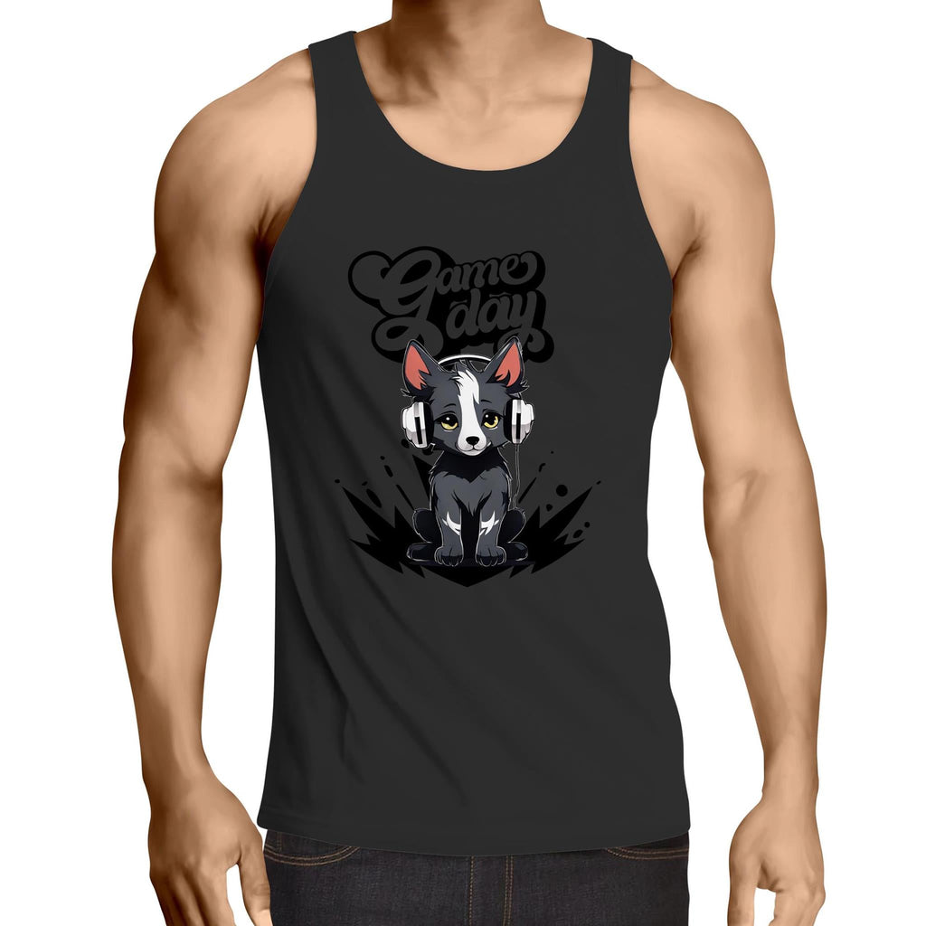 Game Day Pup AS Colour Lowdown - Mens Singlet Top Ogo Merch