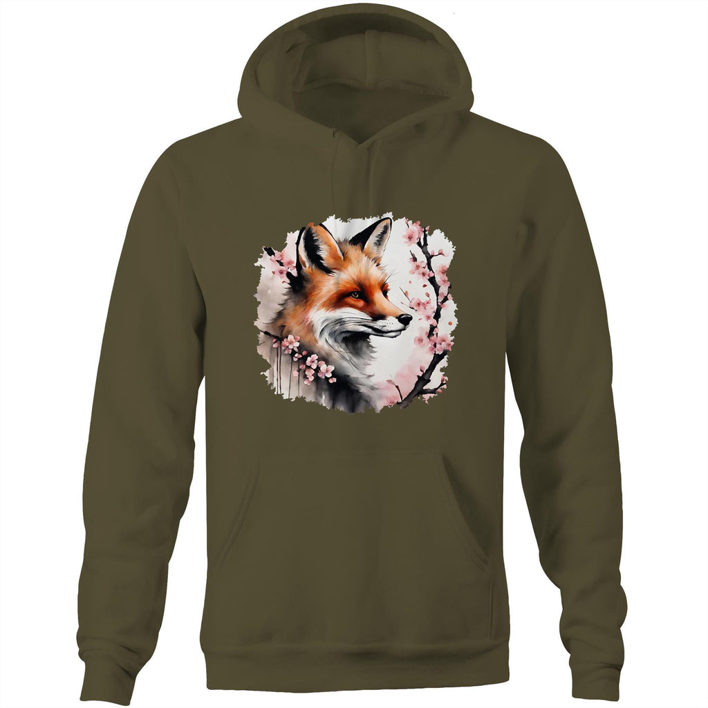 Fox and Tree AS Colour Stencil - Pocket Hoodie Sweatshirt Ogo Merch