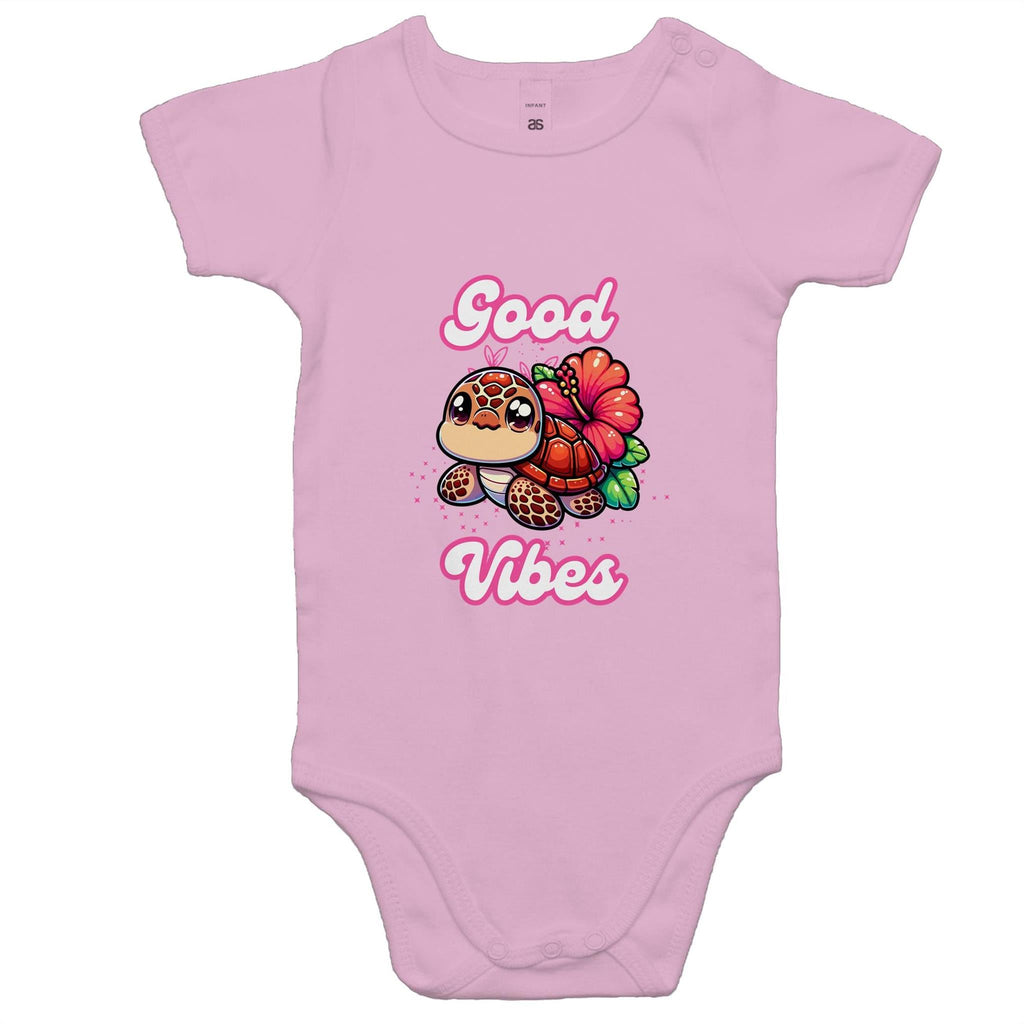 Good Vibes Turtle AS Colour Mini Me - Baby Onesie Romper Ogo Merch