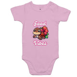 Good Vibes Turtle AS Colour Mini Me - Baby Onesie Romper Ogo Merch