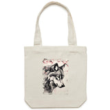 Wolf and Flowers AS Colour Carrie Canvas Tote Bag Ogo Merch