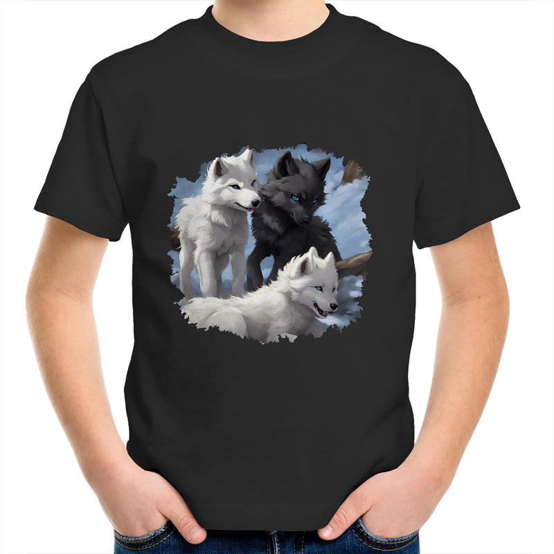 Three Wolves AS Colour Kids Youth T-Shirt Ogo Merch