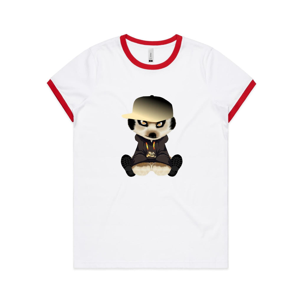 Meerkat in Cap AS Colour Women's Ringer Tee Ogo Merch