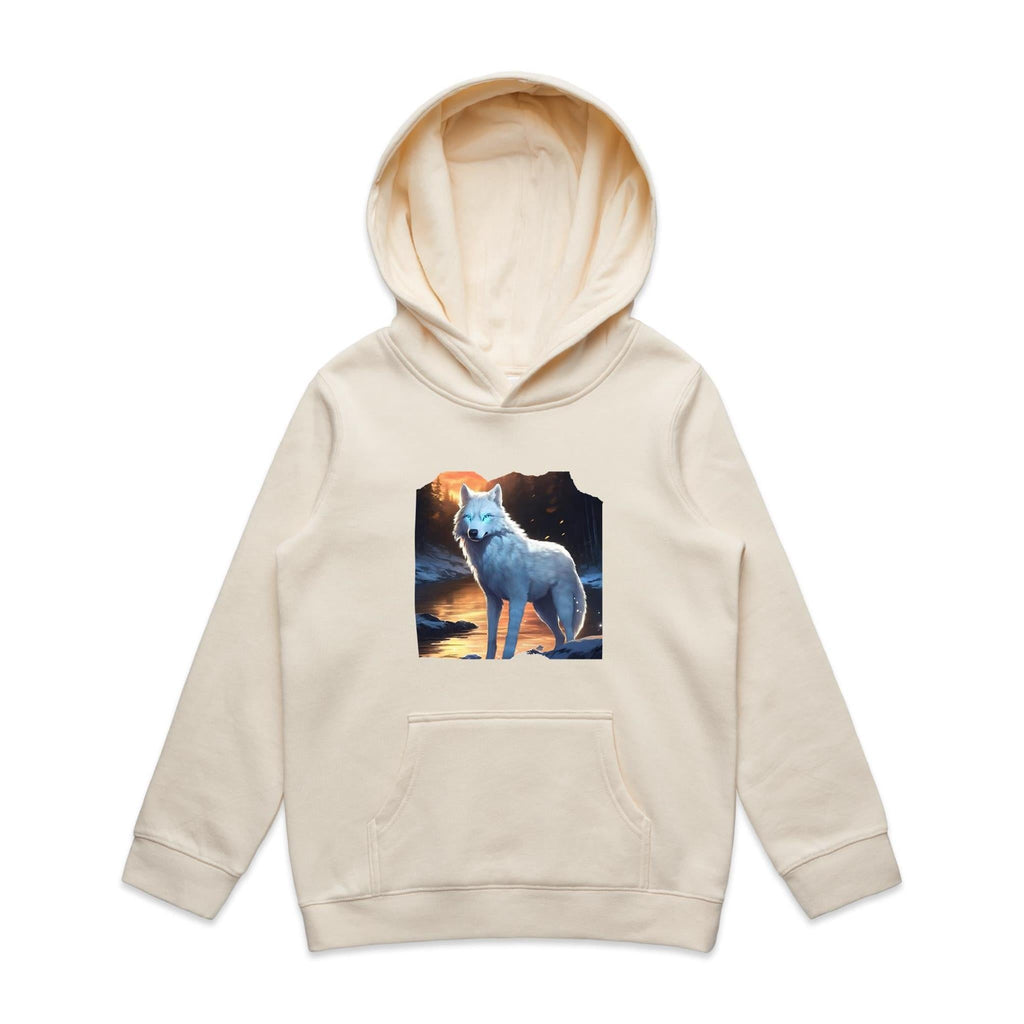 White Wolf AS Colour - Youth Supply Hood Ogo Merch