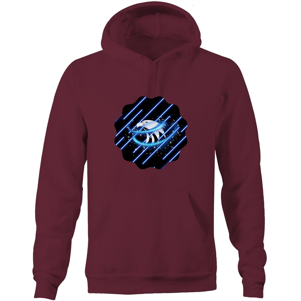 Blue Swirl Eagle AS Colour Stencil - Pocket Hoodie Sweatshirt Ogo Merch