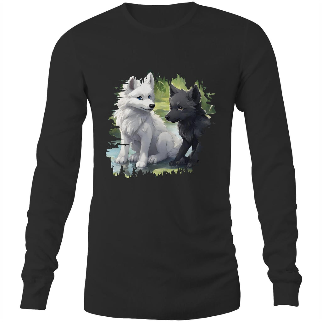 Two Wolves AS Colour Base Mens Long Sleeve TShirt Ogo Merch