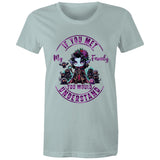 Meet my Family Angry Girl AS Colour - Women's Maple Tee Ogo Merch