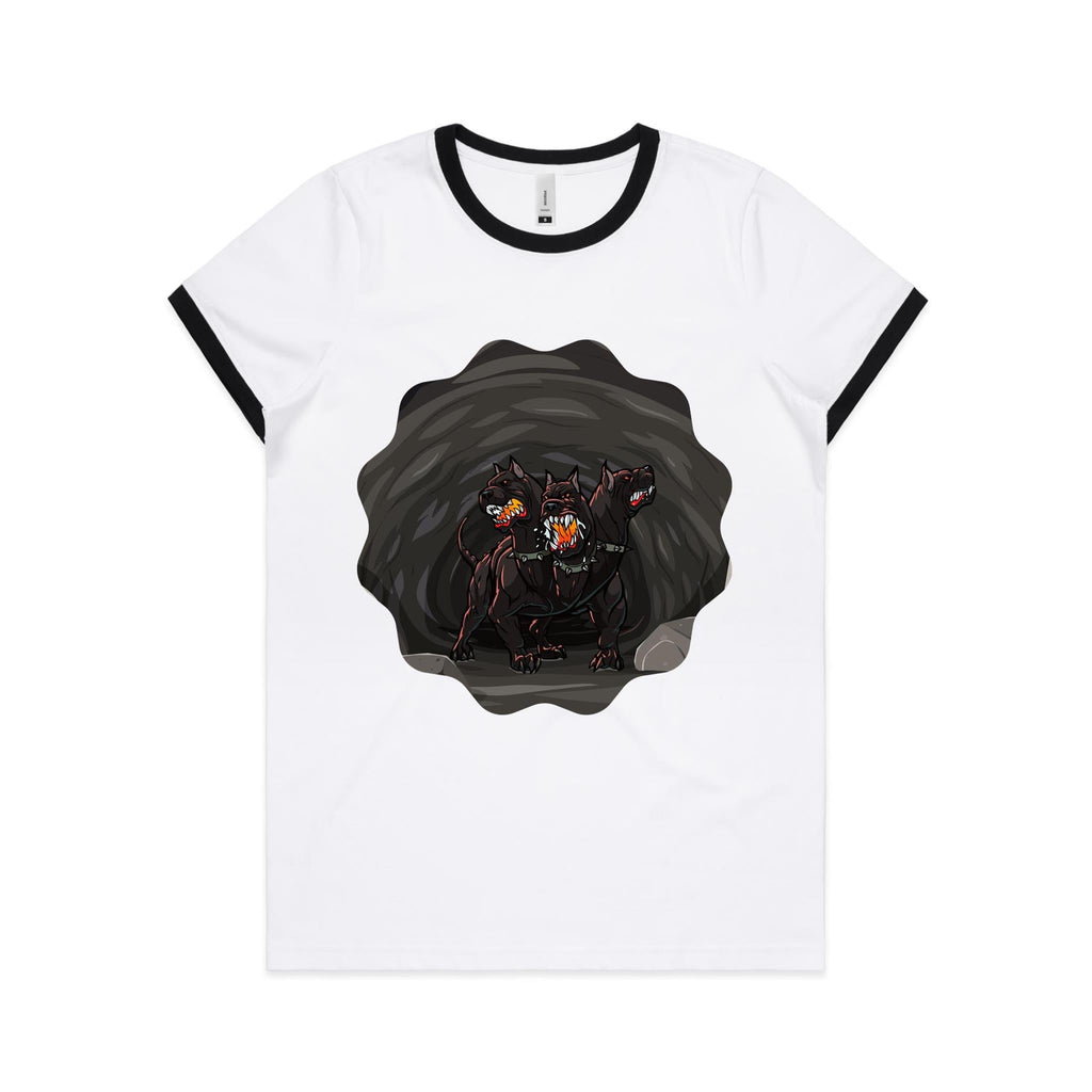 Cave Cerberus AS Colour Women's Ringer Tee Ogo Merch