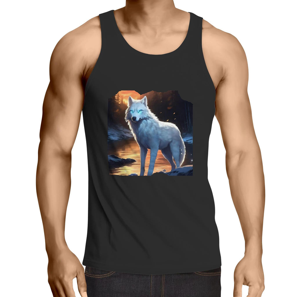 White Wolf AS Colour Lowdown - Mens Singlet Top Ogo Merch