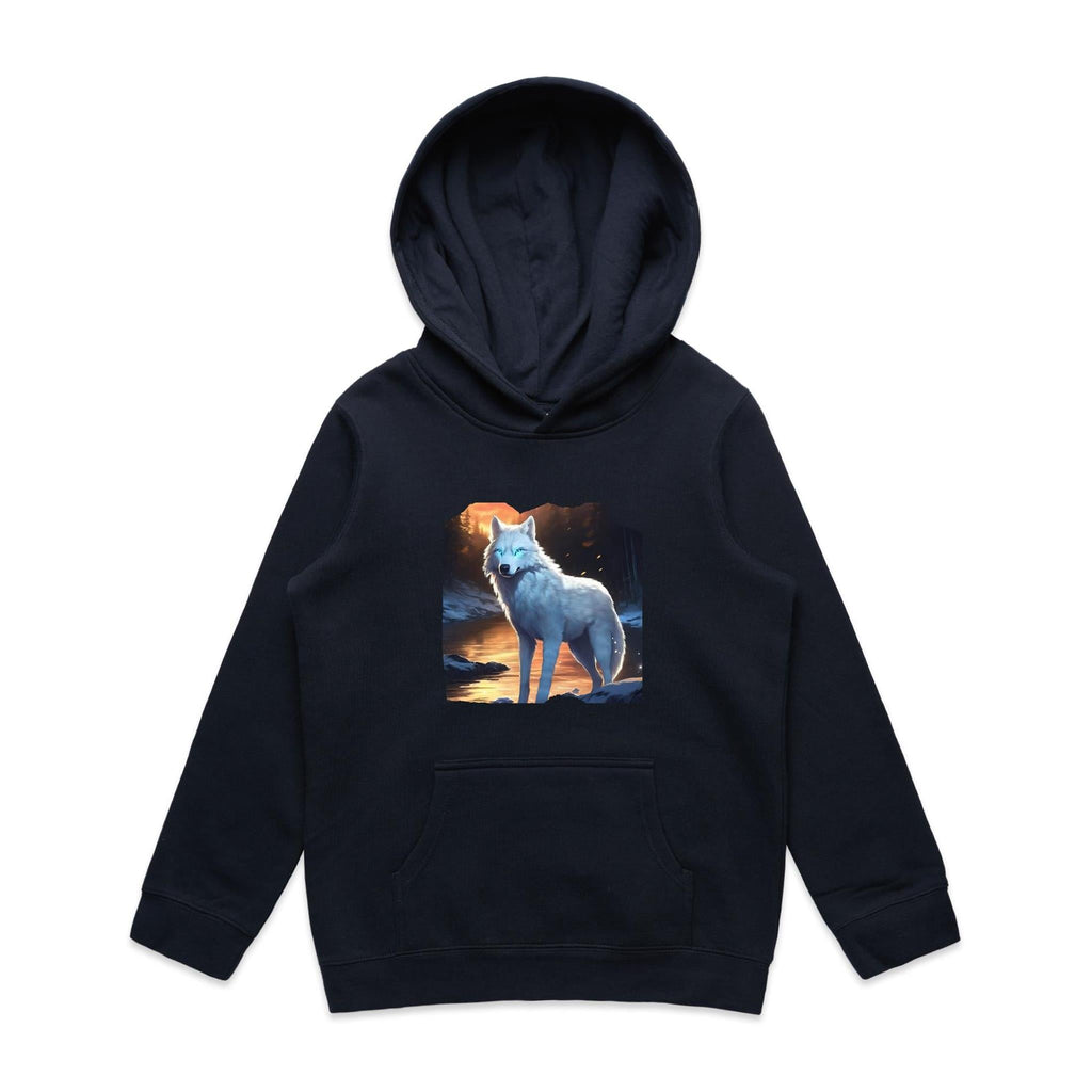 White Wolf AS Colour - Youth Supply Hood Ogo Merch
