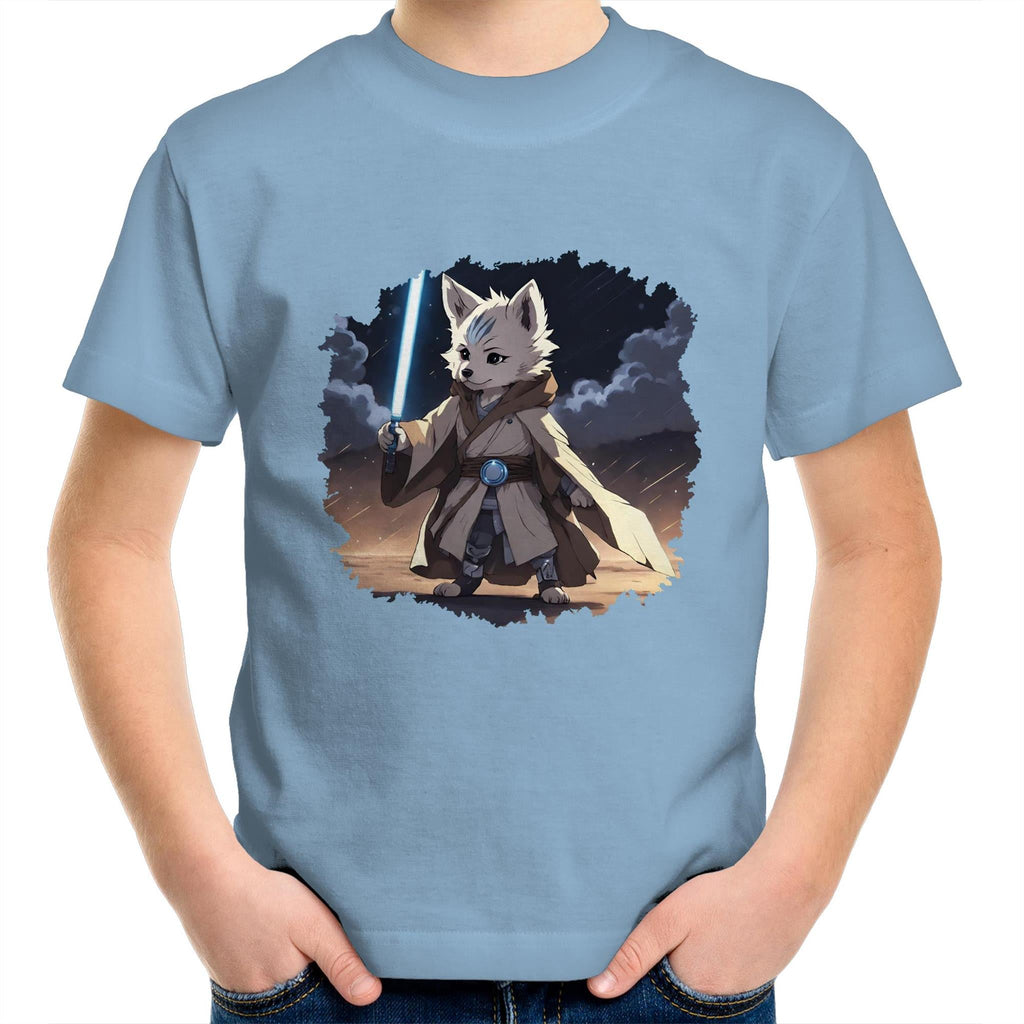 Wolf with Lightsaber AS Colour Kids Youth T-Shirt Ogo Merch