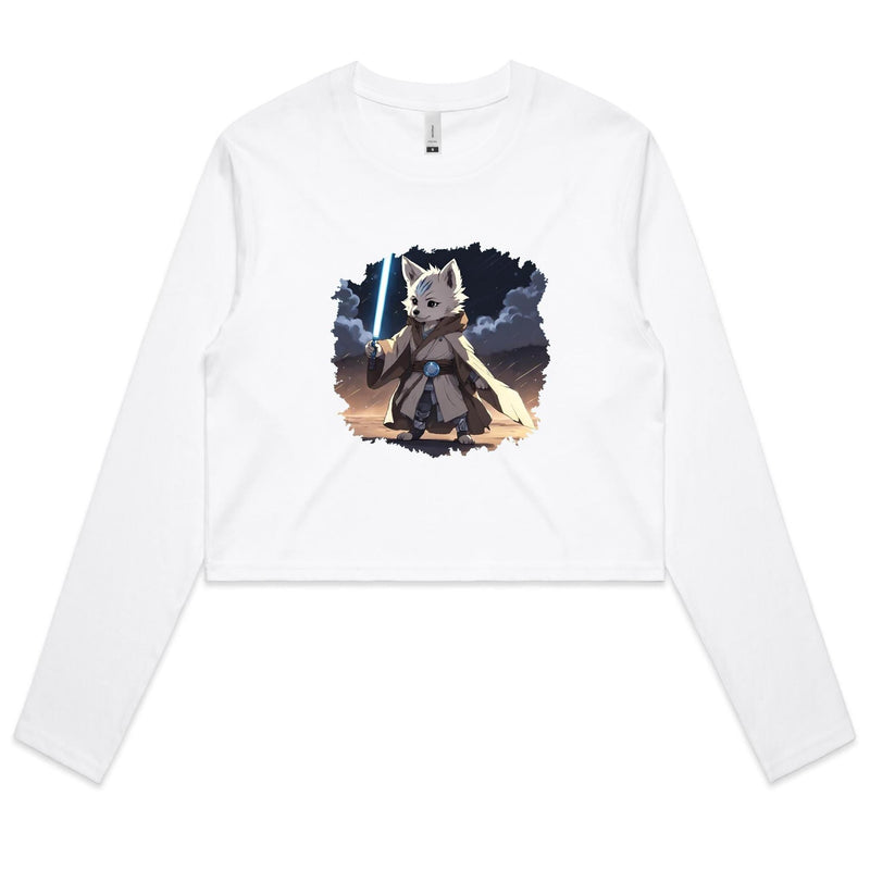 Wolf with Lightsaber AS Colour Women's Long Sleeve Crop Tee Ogo Merch
