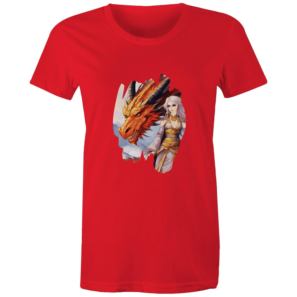 Lady and Pet Dragon AS Colour - Women's Maple Tee Ogo Merch