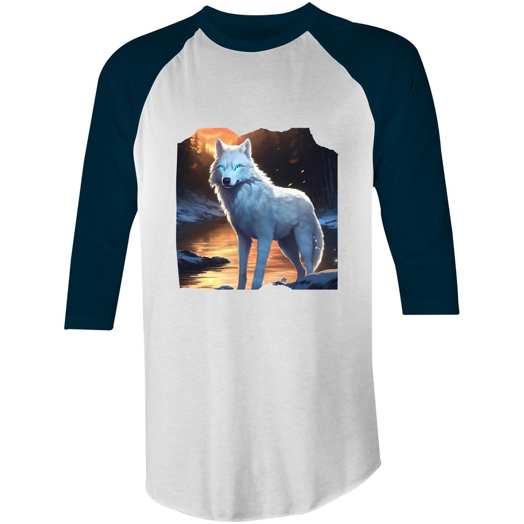 White Wolf AS Colour Raglan - 3/4 Sleeve T-Shirt Ogo Merch