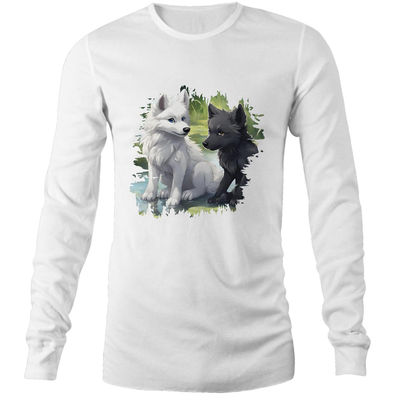 Two Wolves AS Colour Base Mens Long Sleeve TShirt Ogo Merch