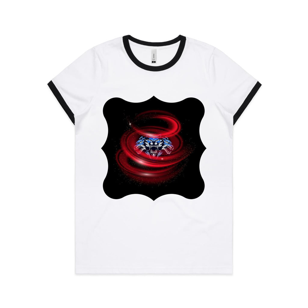 Cerberus Swirl AS Colour Women's Ringer Tee Ogo Merch