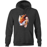 Lady and Pet Dragon AS Colour Stencil - Pocket Hoodie Sweatshirt Ogo Merch