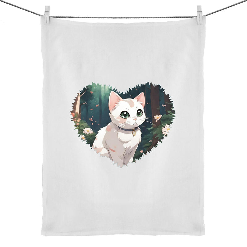 Cat in Heart 50% Linen 50% Cotton Tea Towel Ogo Merch