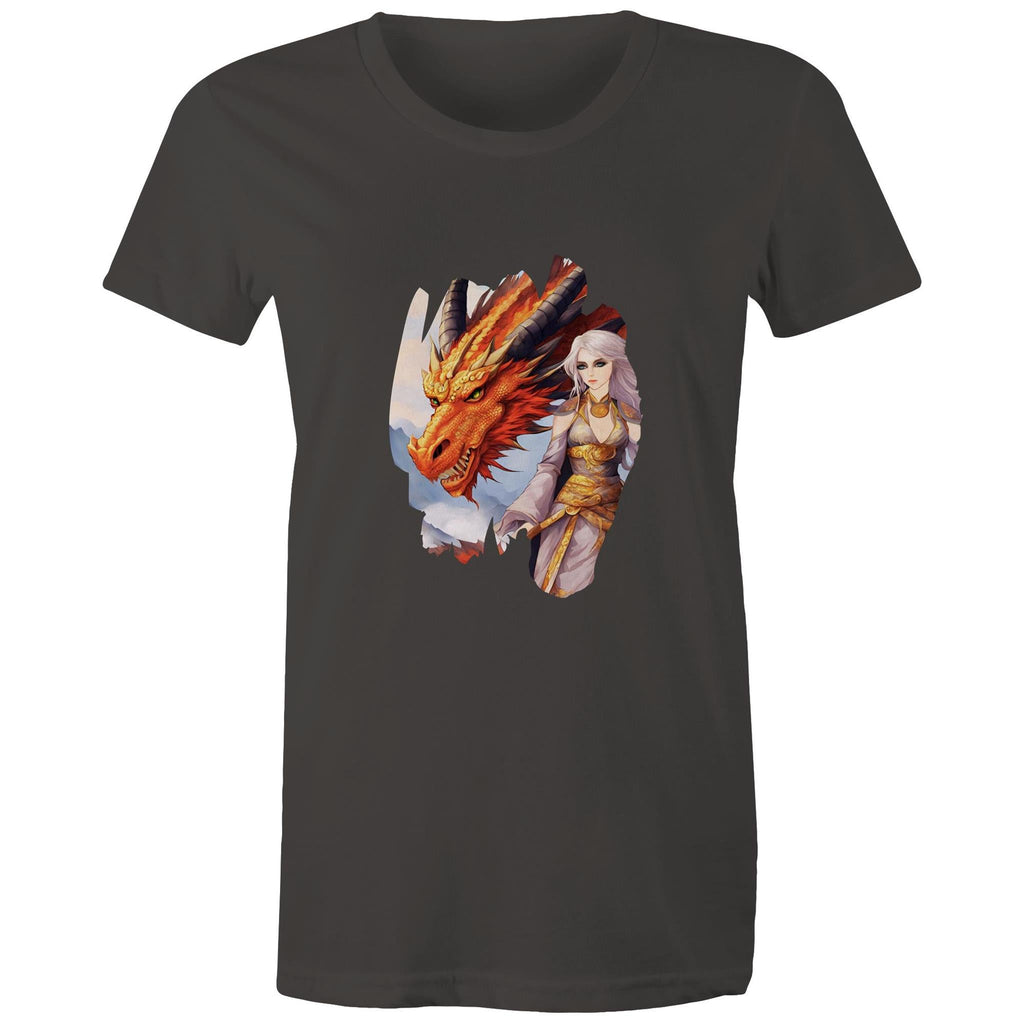 Lady and Pet Dragon AS Colour - Women's Maple Tee Ogo Merch
