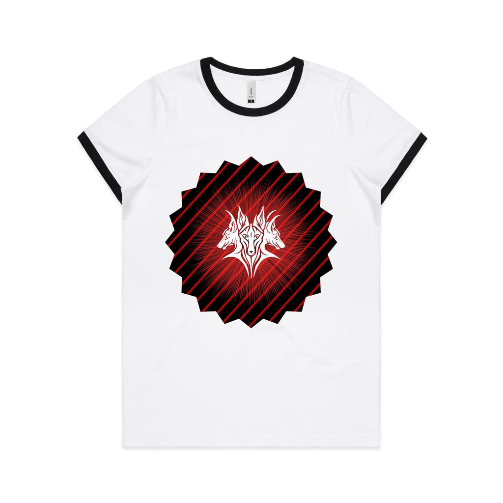 Glowing Cerberus AS Colour Women's Ringer Tee Ogo Merch