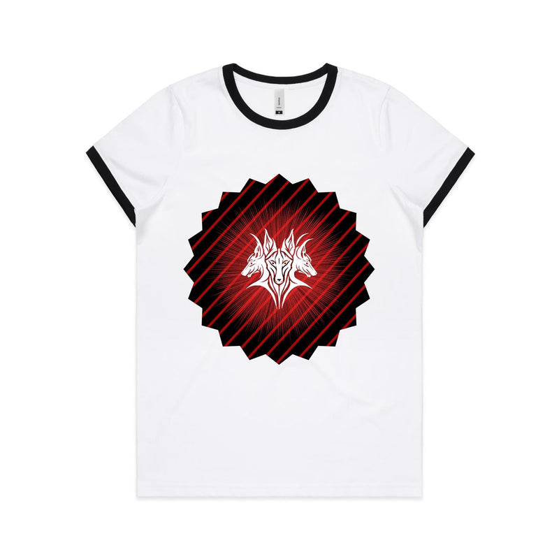 Glowing Cerberus AS Colour Women's Ringer Tee Ogo Merch