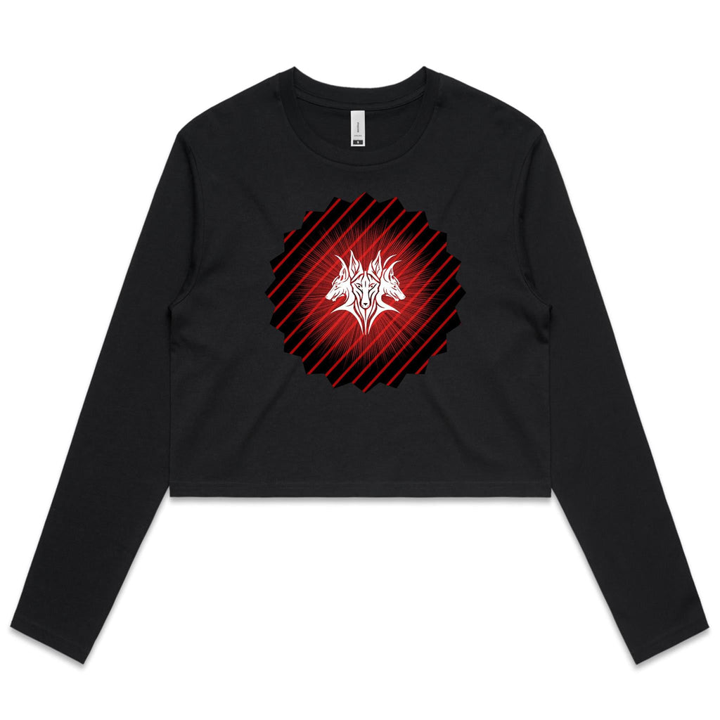 Glowing Cerberus AS Colour Women's Long Sleeve Crop Tee Ogo Merch