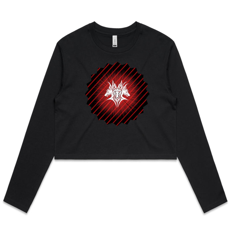 Glowing Cerberus AS Colour Women's Long Sleeve Crop Tee Ogo Merch