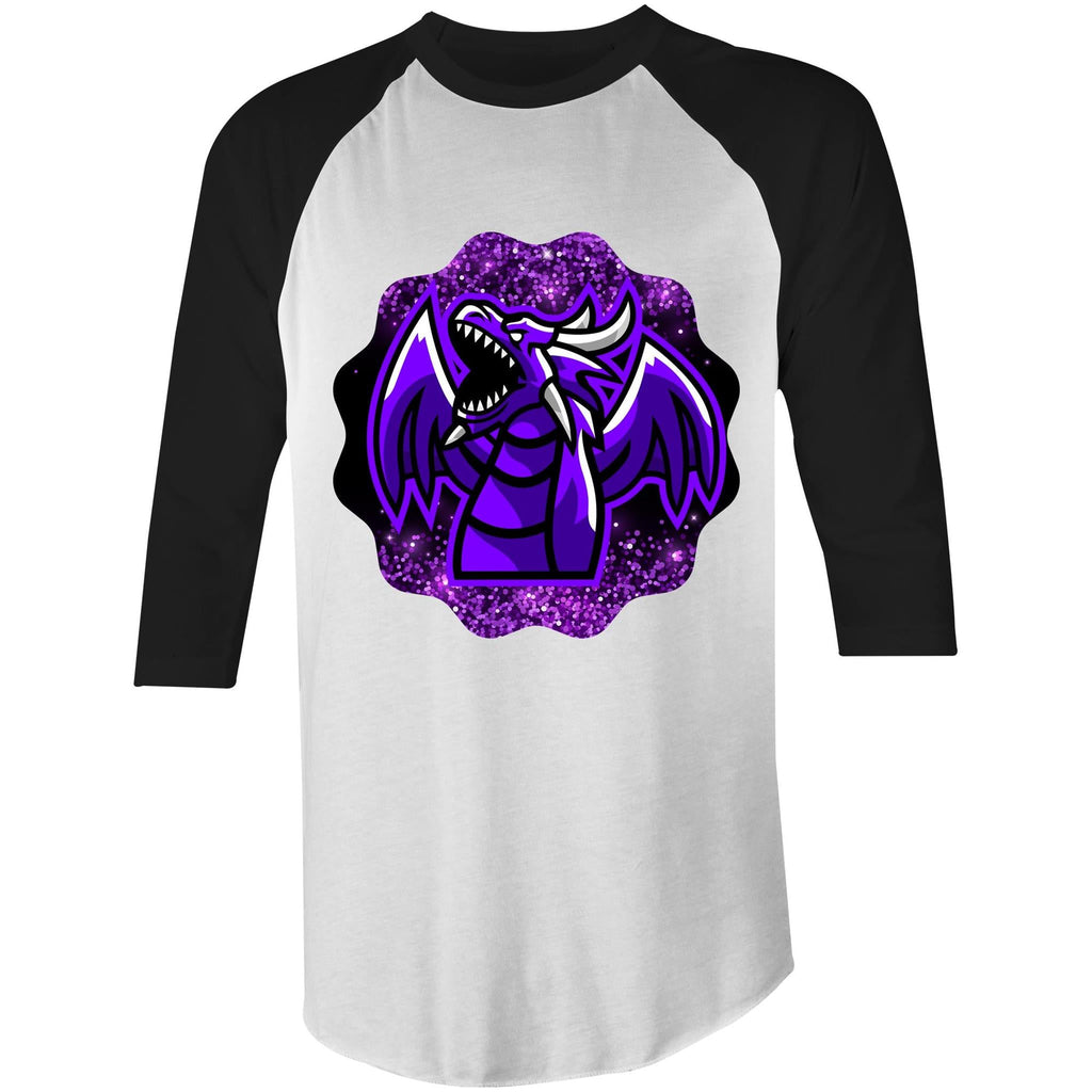 Shining Purple Dragon AS Colour Raglan 3/4 Sleeve TShirt Ogo Merch