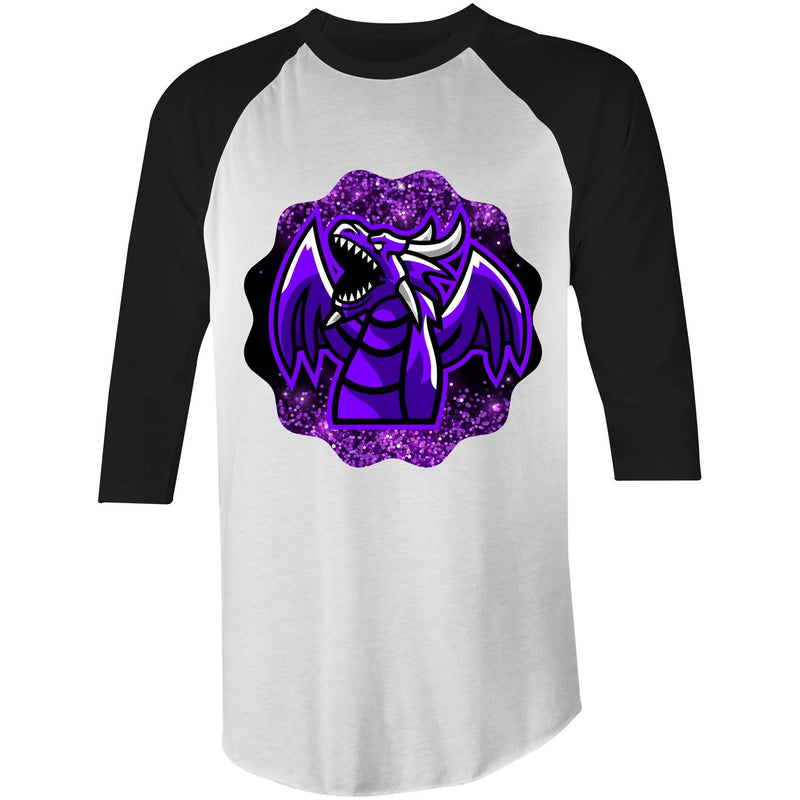 Shining Purple Dragon AS Colour Raglan 3/4 Sleeve TShirt Ogo Merch