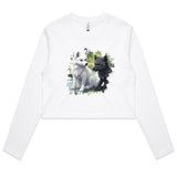 Two Wolves AS Colour - Women's Long Sleeve Crop Tee Ogo Merch