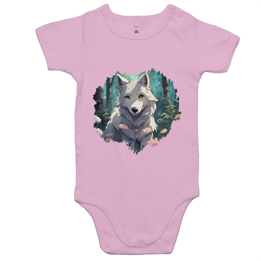 Wolf Print AS Colour Mini Me Baby Onesie Romper Ogo Merch