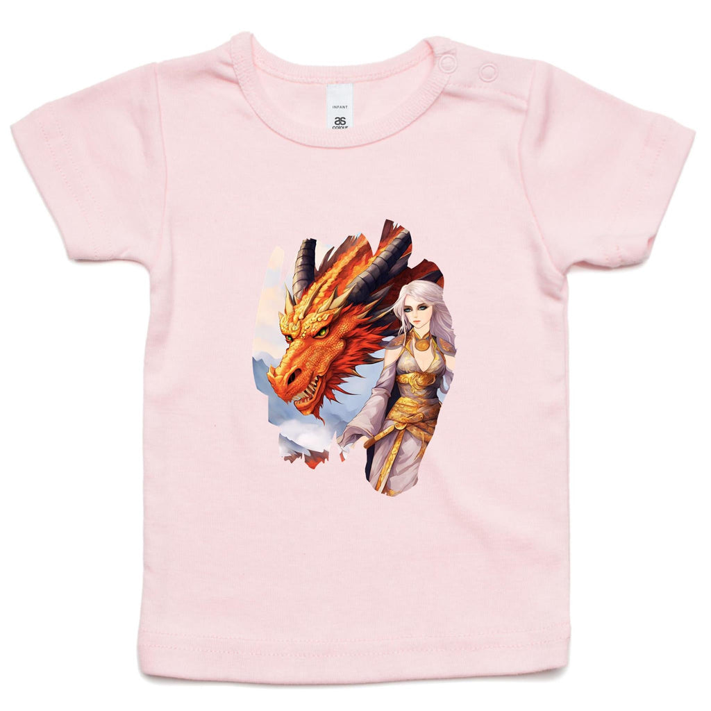Lady and Pet Dragon AS Colour - Infant Wee Tee Ogo Merch