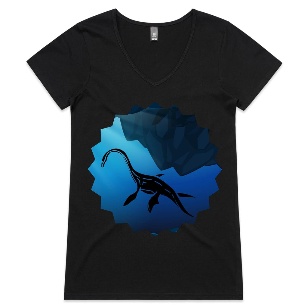 Plesiosaur AS Colour Bevel Womens VNeck TShirt Ogo Merch