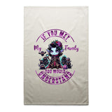 Meet my Family Angry Girl AS Colour Tea Towel Ogo Merch