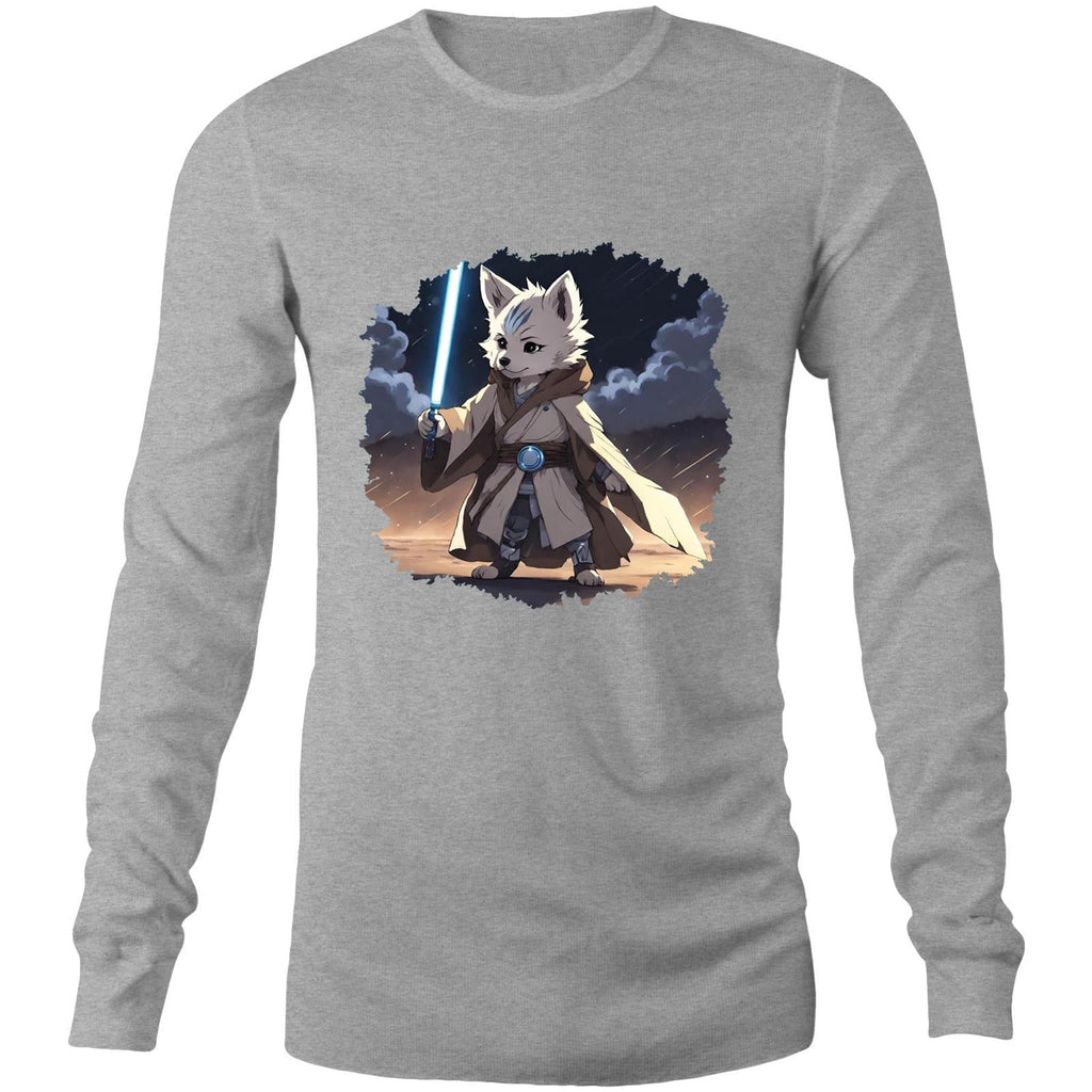 Wolf with Lightsaber AS Colour Base Mens Long Sleeve TShirt Ogo Merch
