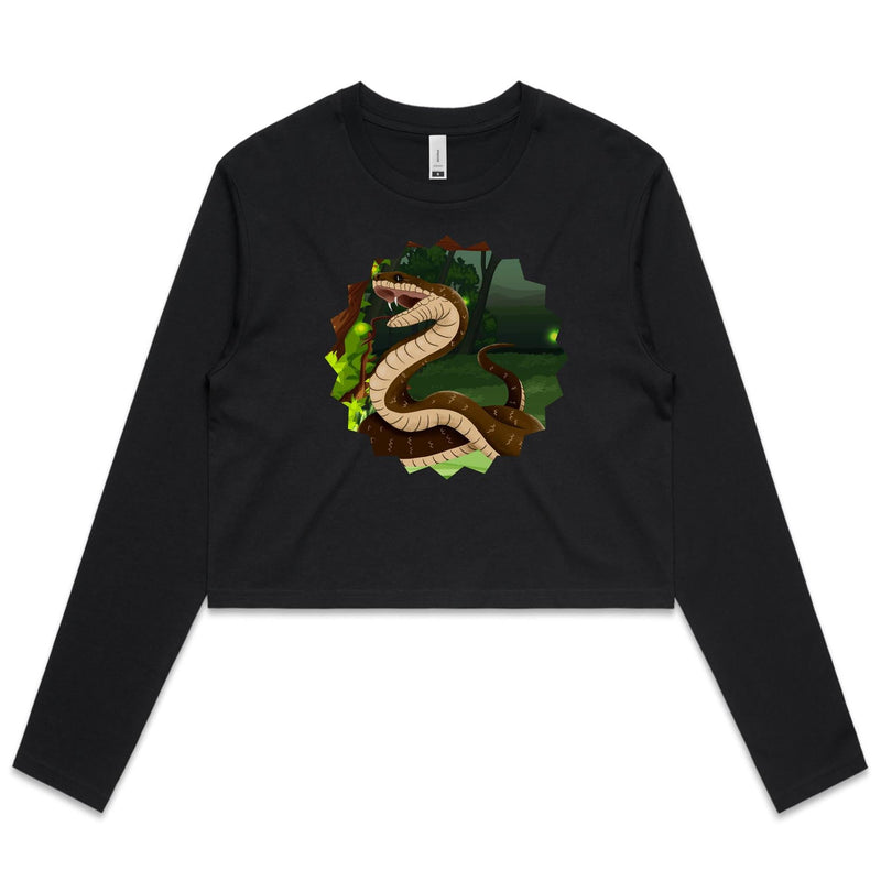 Jungle Snake AS Colour Women's Long Sleeve Crop Tee Ogo Merch