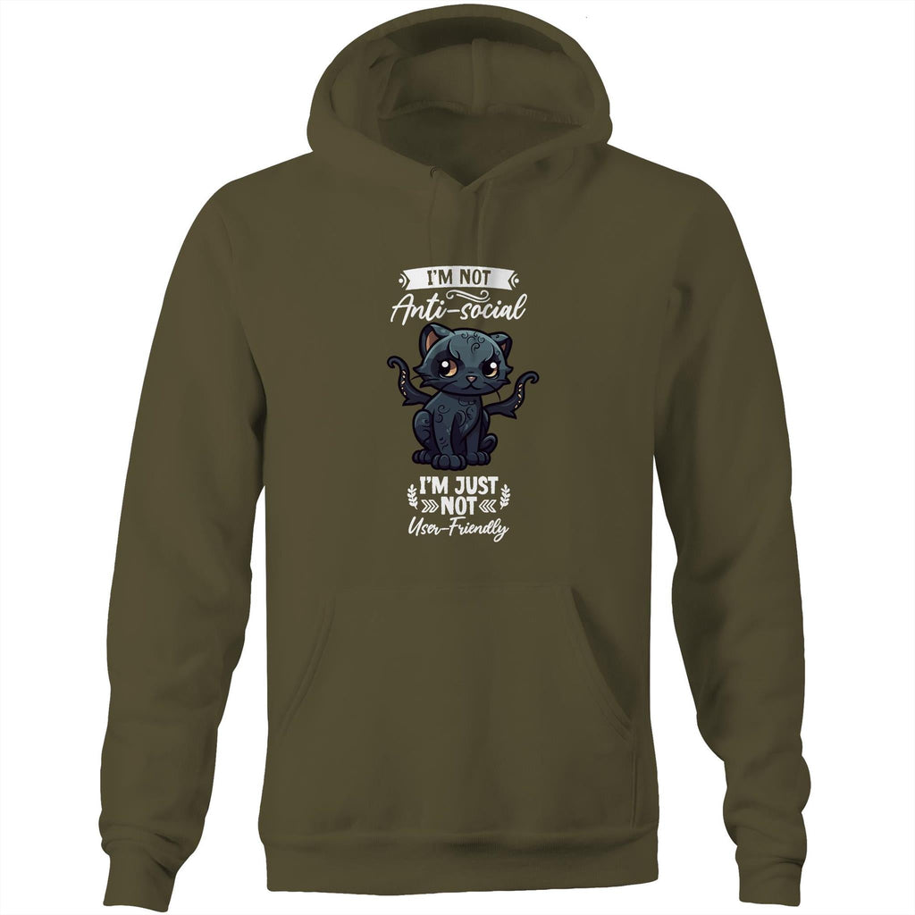 Antisocial Cat Monster AS Colour Stencil - Pocket Hoodie Sweatshirt Ogo Merch