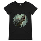 T Rex AS Colour Bevel - Womens V-Neck T-Shirt Ogo Merch