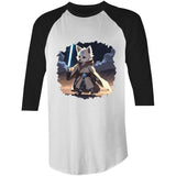 Wolf with Lightsaber AS Colour Raglan 3/4 Sleeve TShirt Ogo Merch
