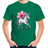Unicorn and Flower AS Colour Kids Youth T-Shirt Ogo Merch
